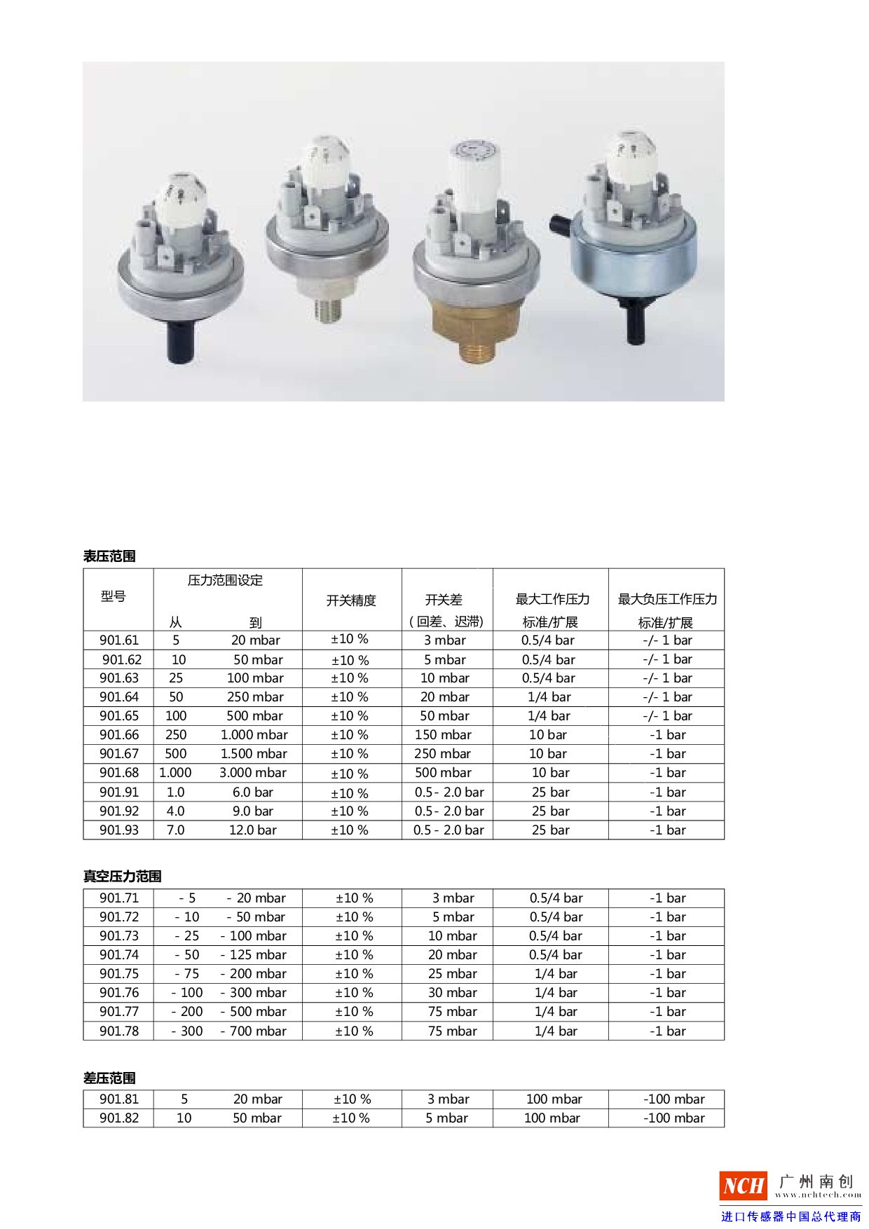 差壓開(kāi)關(guān)901參數(shù)